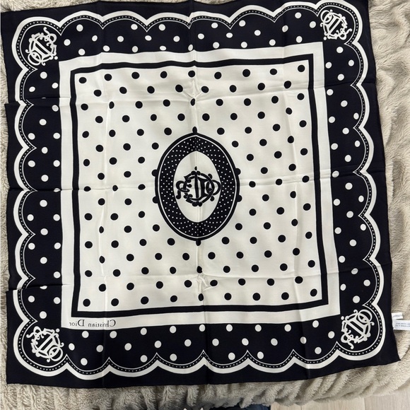 Christian Dior Polka Dot Silk Scarf - Picture 2 of 6